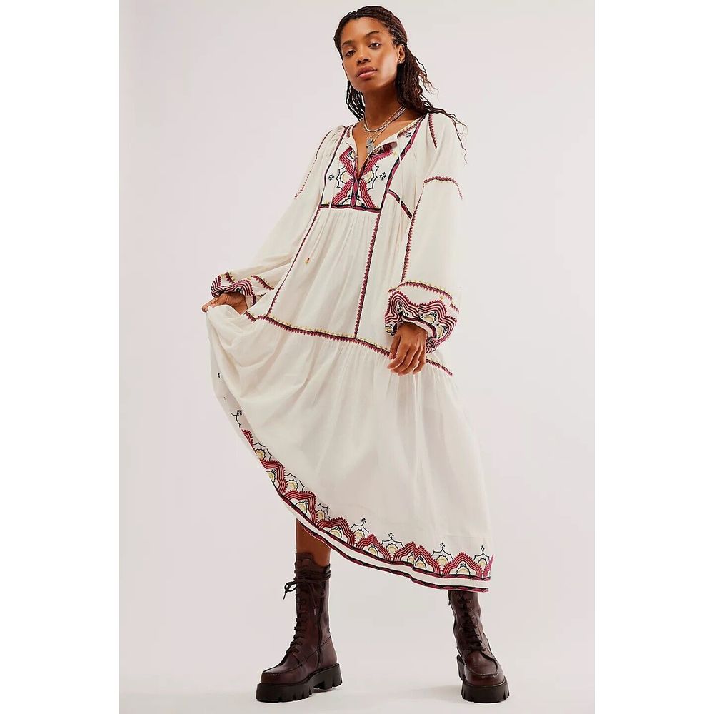Free People Sweet Escape Embroidered Midi Dress Size M. B23
